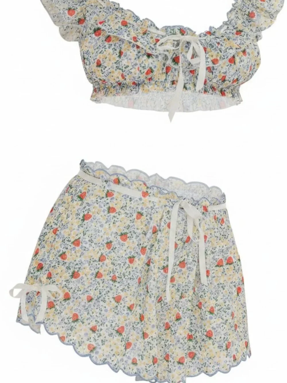 For Love & Lemons Strawberry Kiss Crop Top (S) + Short (S) Set | Small | NWT